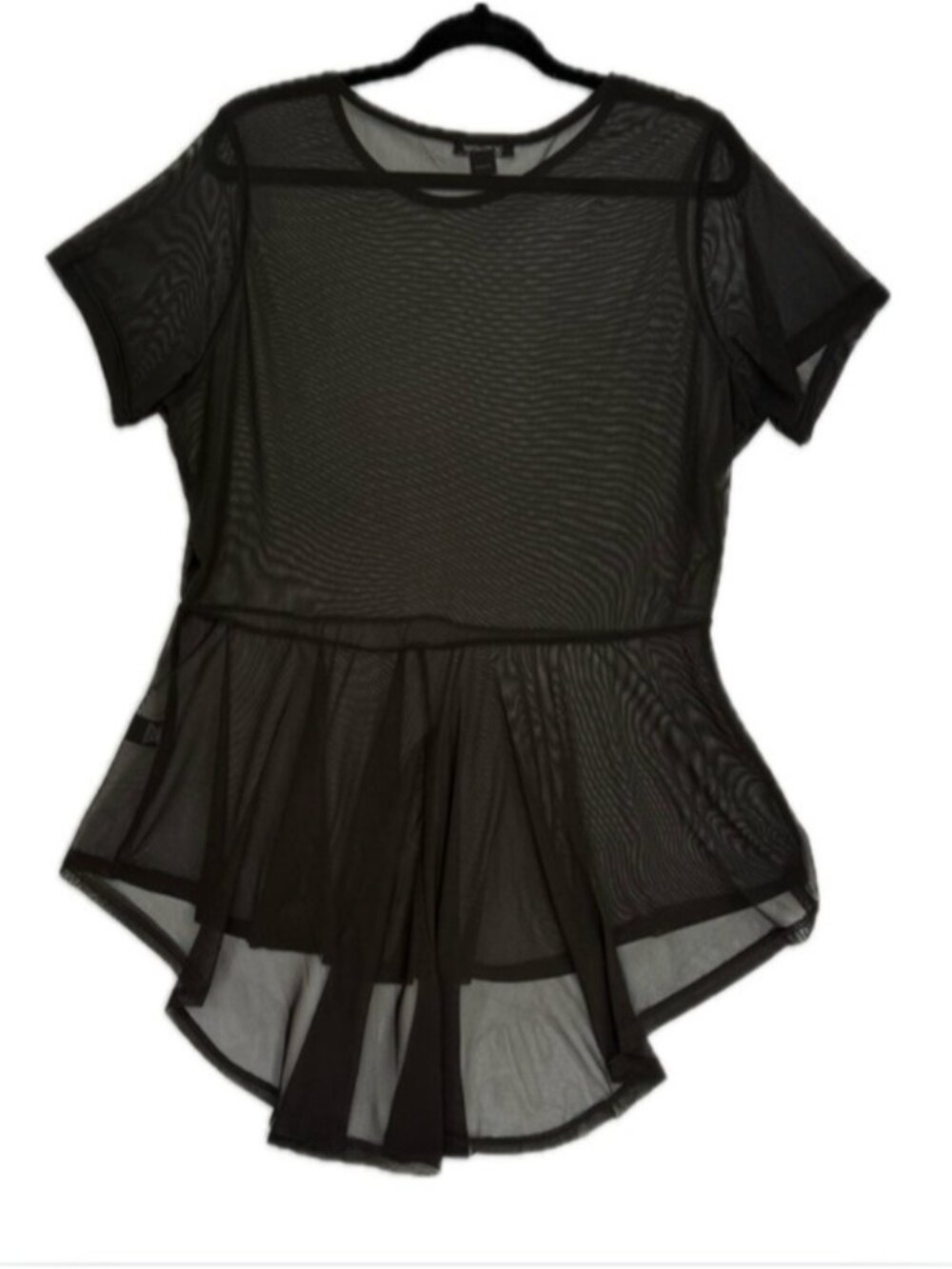 Sheer Black Mesh Peplum Top 2X